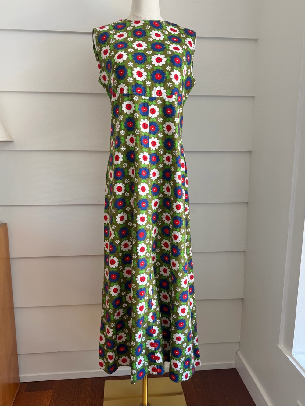 Vintage 70s Floral Print Maxi Dress Flower Power Boho Hippie - Picture 3 of 8